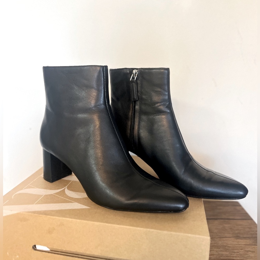 Zara Mid Heel Leather Ankel Boots